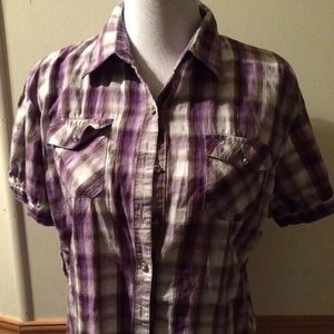 Mia Mia Purple Stripped Blouse 1x
